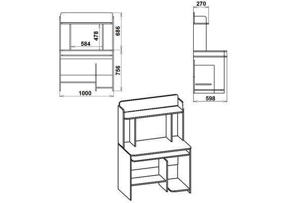 Стіл комп'ютерний СКМ-6, Колір стільниці: Ательє світлий - фото 3