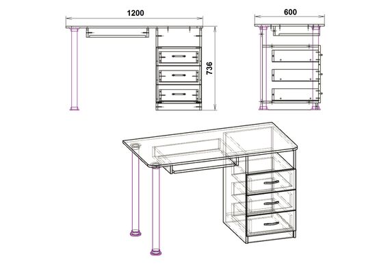 Стіл комп'ютерний СКМ-9, Колір стільниці: Венге - фото 3