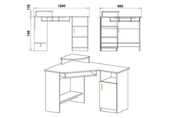 Стол компьютерный СУ-1, Цвет столешницы: Яблоня - фото 3
