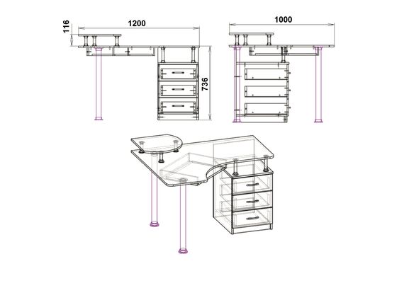 Стол компьютерный СУ-2, Цвет столешницы: Венге - фото 3