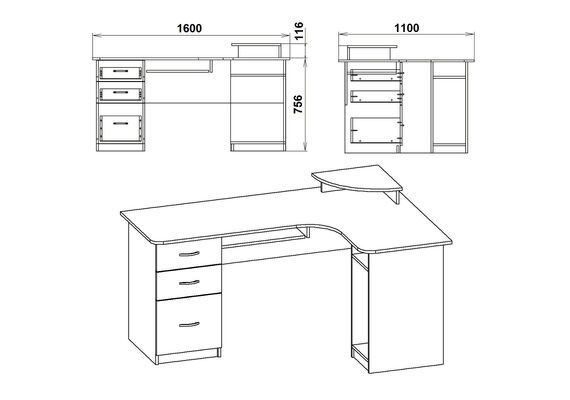 Стіл комп'ютерний СУ-3, Колір стільниці: Яблуня - фото 3