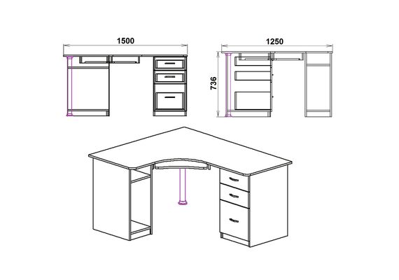 Стол компьютерный СУ-9, Цвет столешницы: Ателье светлый - фото 3