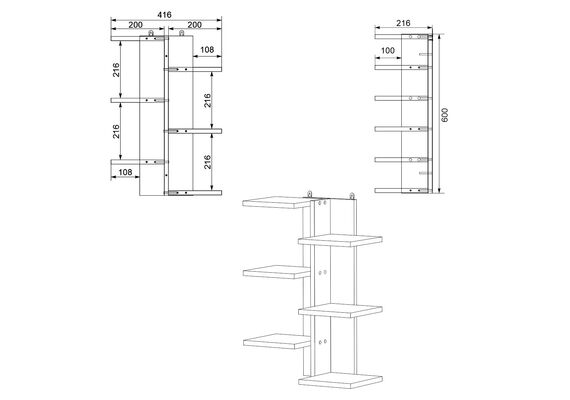 Полиця настінна П-16, Колір: Венге - фото 3