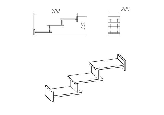 Полиця настінна П-14, Колір: Яблуня - фото 4