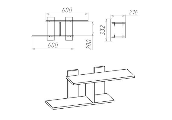Полиця настінна П-18, Колір: Яблуня - фото 4