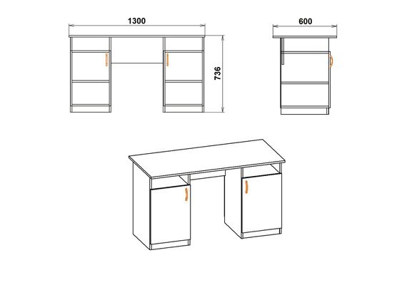 Стол письменный Учитель, Цвет столешницы: Нимфея Альба - фото 3
