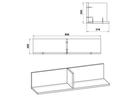 Полиця настінна П-20, Колір: Яблуня - фото 3