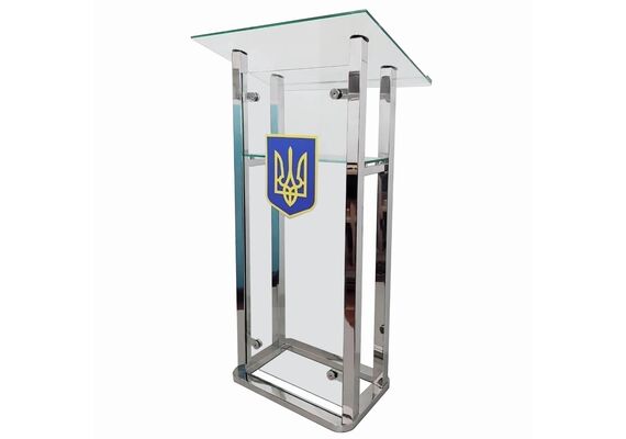 Трибуна для виступів TRIUMF зі скляним фасадом та гербом - фото 2