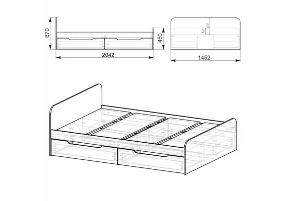 Ліжко полуторне Віола-140, Колір каркасу (прихована хар. для варіацій): Венге - фото 3