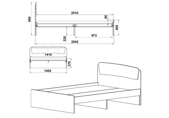 Ліжко полуторне Класика - 140, Колір каркасу (прихована хар. для варіацій): Вільха - фото 3