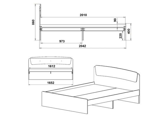 Кровать двуспальная Классика-160, Цвет каркаса (скрытая хар. для вариаций): Нимфея Альба - фото 3