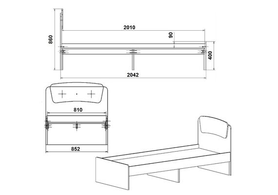 Кровать односпальная Классика-80, Цвет каркаса (скрытая хар. для вариаций): Бук - фото 3