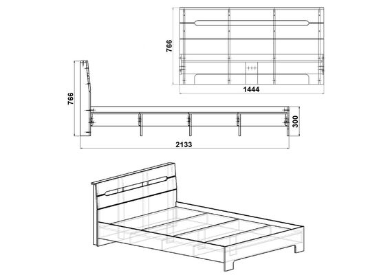 Кровать полуторная Стиль-140, Цвет каркаса (скрытая хар. для вариаций): Дуб сонома - фото 3