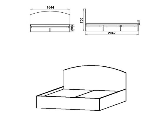 Ліжко двоспальне - 160, Колір каркасу (прихована хар. для варіацій): Ательє світлий - фото 3