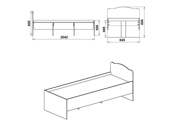 Ліжко односпальне - 80, Колір каркасу (прихована хар. для варіацій): Бук - фото 3
