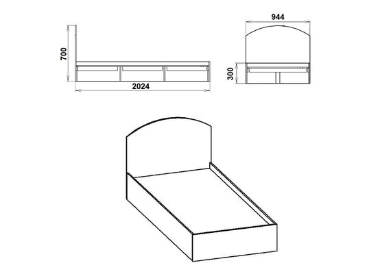 Ліжко односпальне - 90, Колір каркасу (прихована хар. для варіацій): Бук - фото 3
