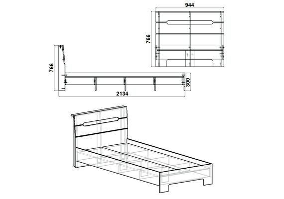 Ліжко односпальне Стиль-90, Колір каркасу (прихована хар. для варіацій): Горіх - фото 4