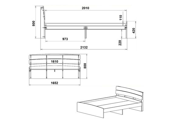 Ліжко двоспальне Модерн-160, Колір каркасу (прихована хар. для варіацій): Горіх - фото 3