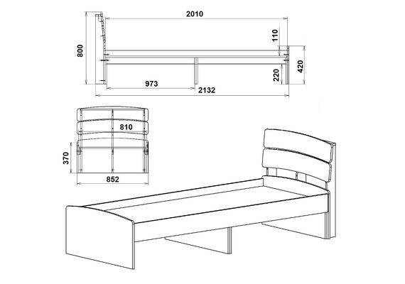 Ліжко односпальне Модерн-80, Колір каркасу (прихована хар. для варіацій): Дуб сонома - фото 3