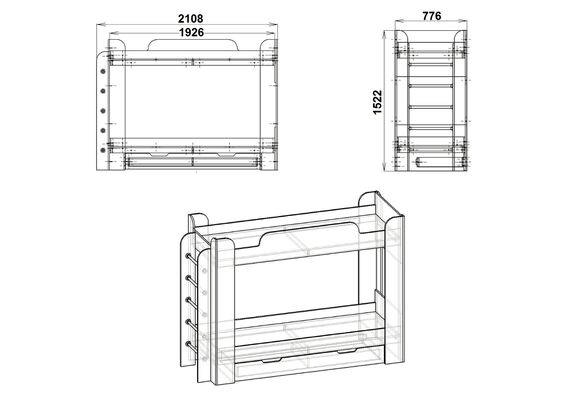 Кровать двухъярусная ТВИКС, Цвет каркаса: Дуб сонома - фото 3