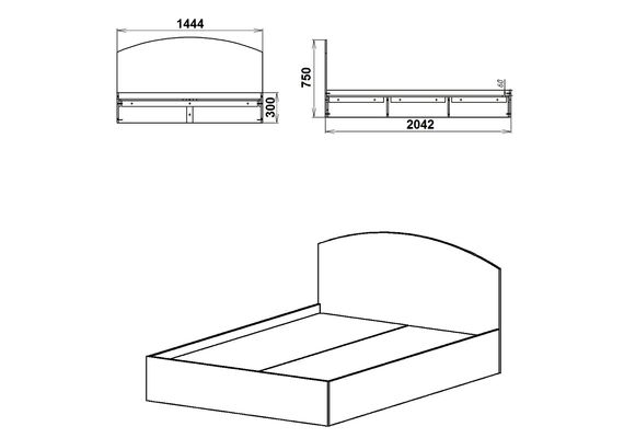 Кровать полуторная - 140, Цвет каркаса (скрытая хар. для вариаций): Венге - фото 3