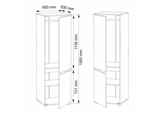 Шкаф-пенал для одежды - 26, Цвет каркаса: Нимфея Альба - фото 4