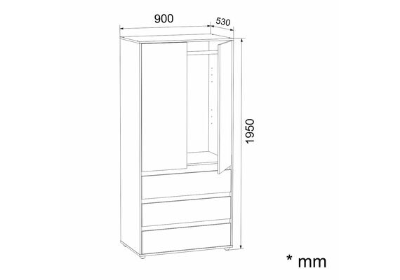 Шафа розпашна для одягу - 27, Колір каркасу: Бук - фото 3