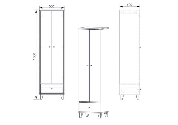 Шафа-пенал для одягу - 17, Колір каркасу: Горіх - фото 3