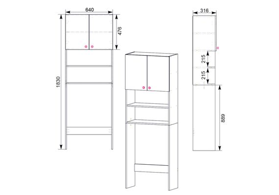 Шкаф-пенал в ванную комнату, Цвет каркаса: Яблоня - фото 3