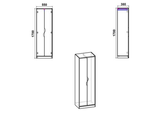 Шафа-пенал для одягу DIANA, Колір каркасу: Бук - фото 3