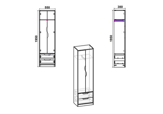 Шкаф-пенал для одежды FAYINA, Цвет каркаса: Дуб Сонома - фото 3
