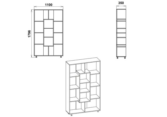 Стеллаж для книг КШ-4, Цвет каркаса: Ателье светлый - фото 3