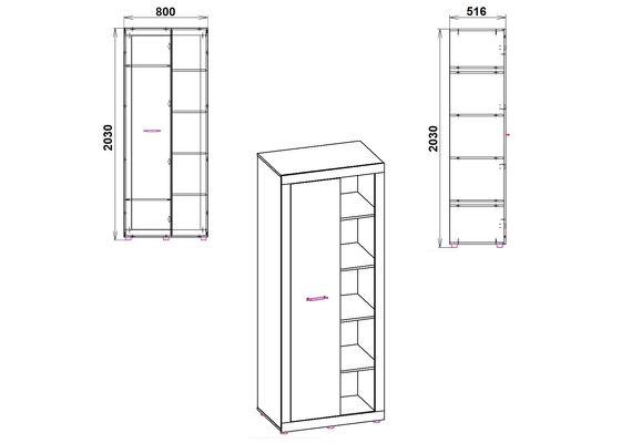Шафа з відкритими полицями МГ-1, Колір каркасу: Німфея Альба - фото 3