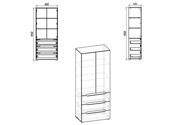 Шкаф распашной для одежды МС-22, Цвет каркаса: Дуб Крафт золотой - фото 3
