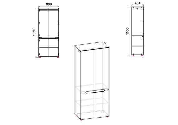 Шкаф распашной для одежды МС-23, Цвет каркаса: Венге комби - фото 3