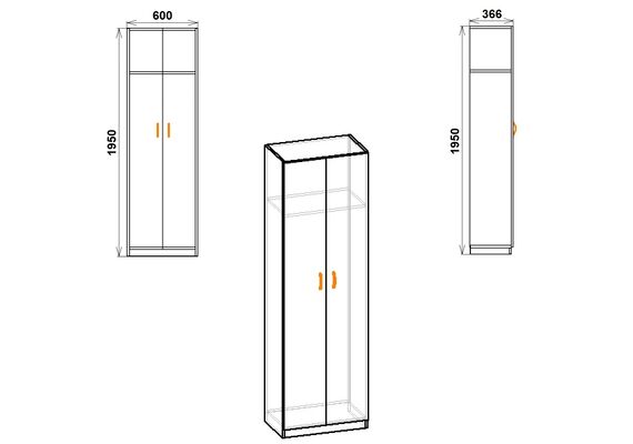 Шкаф-пенал для одежды - 11, Цвет каркаса: Нимфея Альба - фото 3