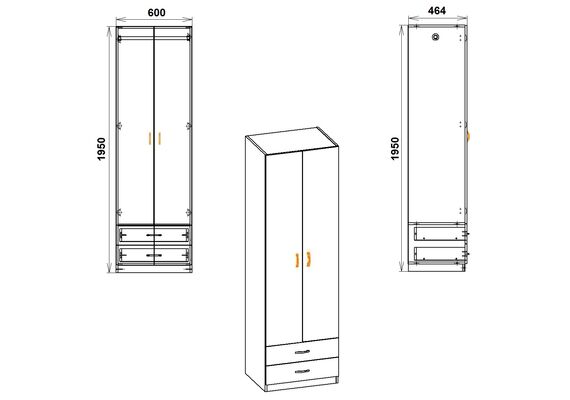 Шкаф-пенал для одежды - 12, Цвет каркаса: Дуб Сонома комби - фото 3