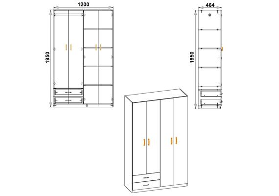 Шкаф распашной для одежды - 14, Цвет каркаса: Бук - фото 3
