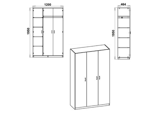 Шкаф распашной для одежды - 15, Цвет каркаса: Орех - фото 3