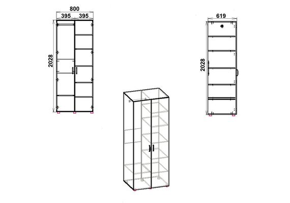 Шафа розпашна для одягу - 18, Колір каркасу: Горіх - фото 3