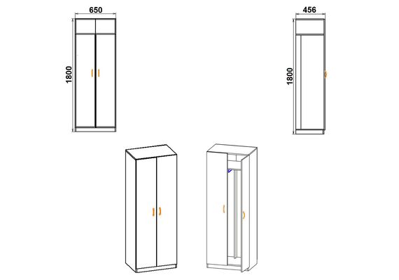 Шафа розпашна для одягу - 1, Колір каркасу: Бук - фото 3