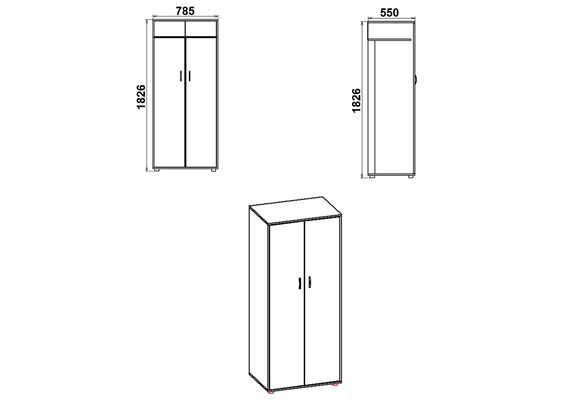 Шафа розпашна для одягу - 2, Колір каркасу: Венге комбі - фото 3