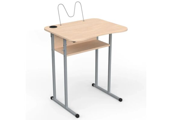 Парта Школьник 5 р. гр. с вырезом под ученика, стаканом и пюпитром, 600x500, цветное ДСП 