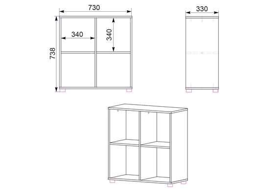 Стелаж для книг КШ-22, Колір каркасу: Ательє світлий - фото 3