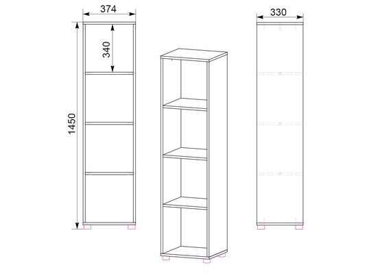 Стеллаж для книг КШ-23, Цвет каркаса: Нимфея Альба - фото 3