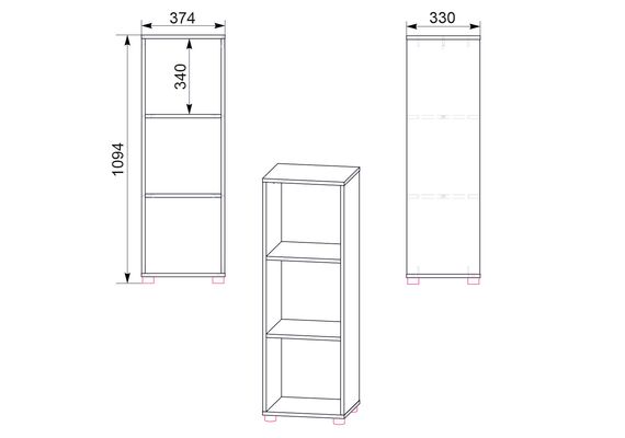 Стелаж для книг КШ-24, Колір каркасу: Горіх - фото 3