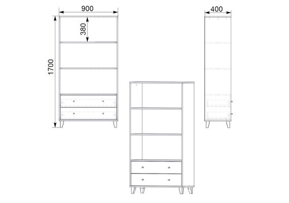 Книжный шкаф - 26, Цвет каркаса: Дуб Сонома - фото 3