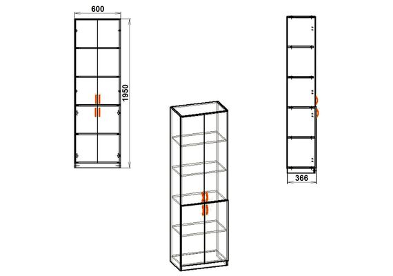 Шкаф-пенал для книг - 6, Цвет каркаса: Ателье светлый - фото 3