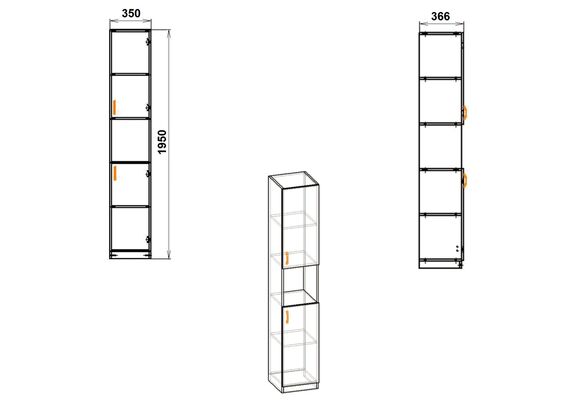 Шкаф-пенал для книг - 10, Цвет каркаса: Ателье светлый - фото 3