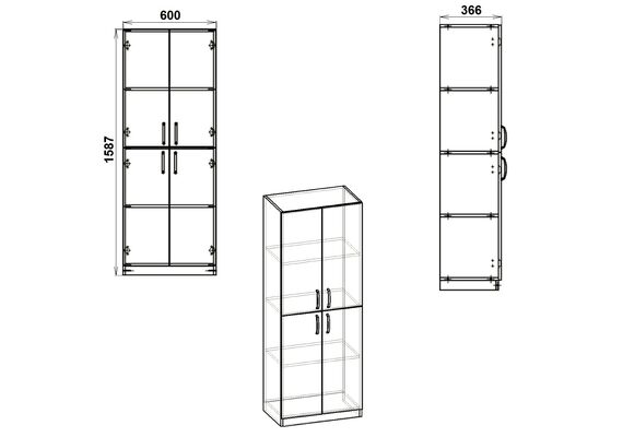 Шафа-пенал для книг - 12, Колір каркасу: Бук - фото 3